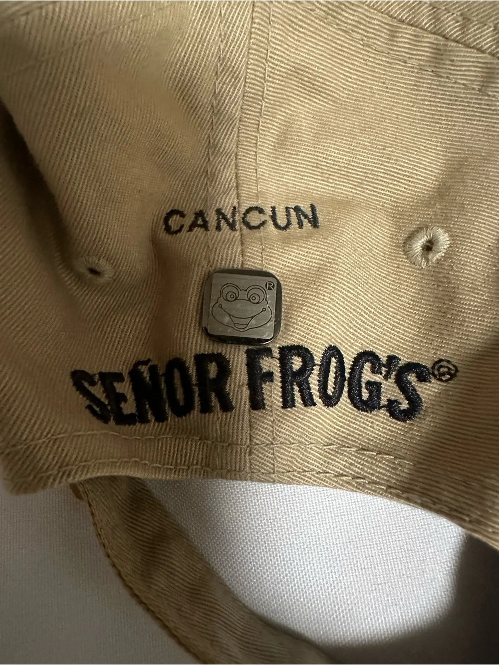 Señor Frog's Khaki Cap with Red Logo Pin